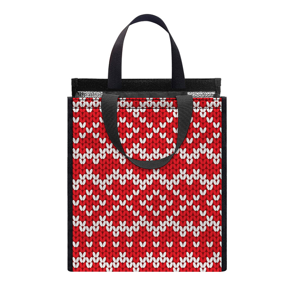 Geometric Knitted Pattern Print Insulated Lunch Tote