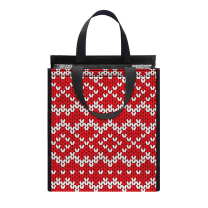 Geometric Knitted Pattern Print Insulated Lunch Tote