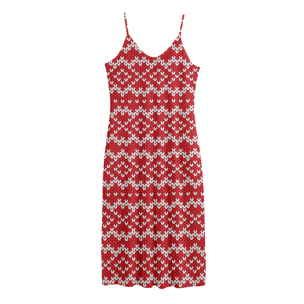 Geometric Knitted Pattern Print Jersey Midi Cami Dress