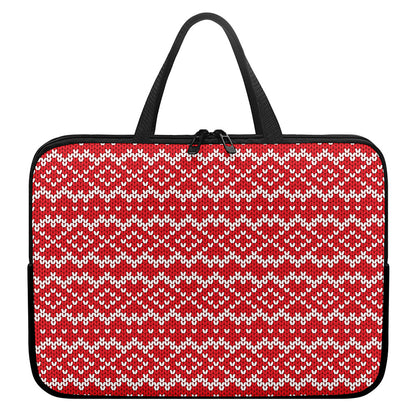 Geometric Knitted Pattern Print Laptop Sleeve With Handle