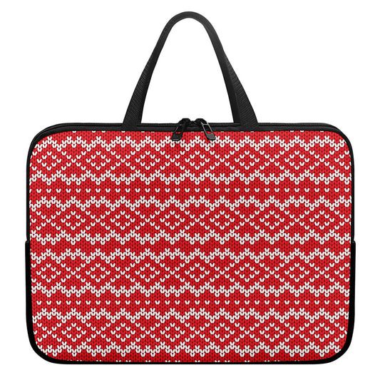 Geometric Knitted Pattern Print Laptop Sleeve With Handle