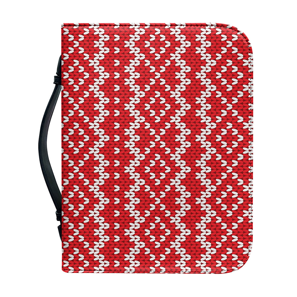 Geometric Knitted Pattern Print Leather Bible Cover