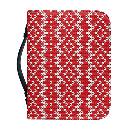 Geometric Knitted Pattern Print Leather Bible Cover