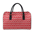 Geometric Knitted Pattern Print Leather Duffel Bag