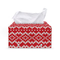 Geometric Knitted Pattern Print Leather Tissue Box Cover