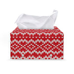 Geometric Knitted Pattern Print Leather Tissue Box Cover
