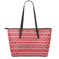 Geometric Knitted Pattern Print Leather Tote Bag With Zipper