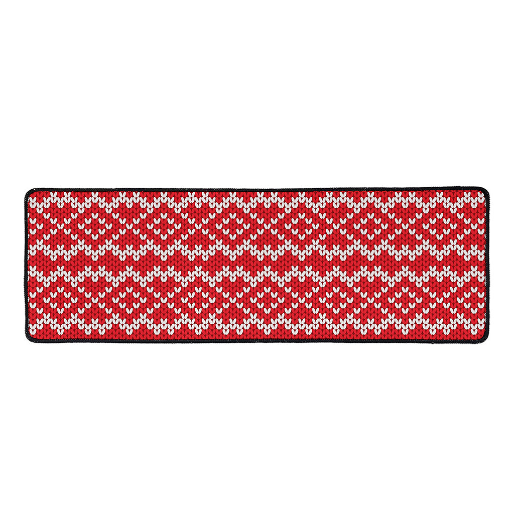 Geometric Knitted Pattern Print Long Kitchen Mat