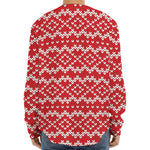 Geometric Knitted Pattern Print Long Sleeve Baseball Jersey