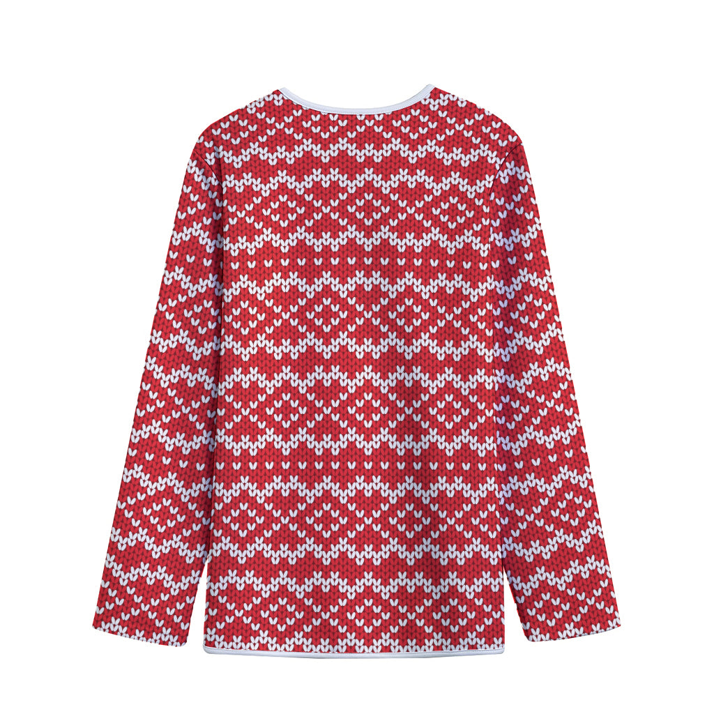 Geometric Knitted Pattern Print Long Sleeve Short Coat