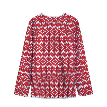 Geometric Knitted Pattern Print Long Sleeve Short Coat