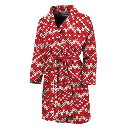 Geometric Knitted Pattern Print Men's Bathrobe