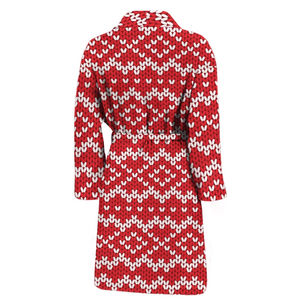 Geometric Knitted Pattern Print Men's Bathrobe