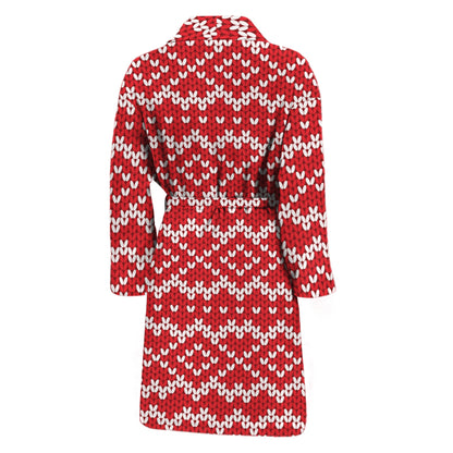 Geometric Knitted Pattern Print Men's Bathrobe