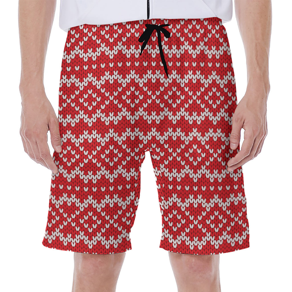 Geometric Knitted Pattern Print Men's Beach Shorts