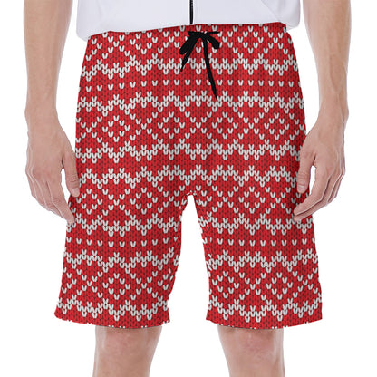 Geometric Knitted Pattern Print Men's Beach Shorts