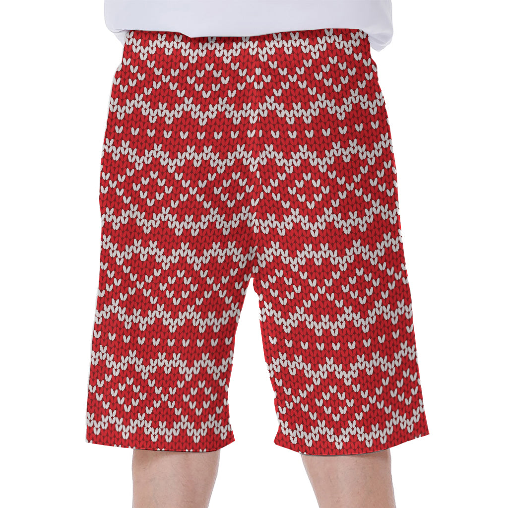 Geometric Knitted Pattern Print Men's Beach Shorts
