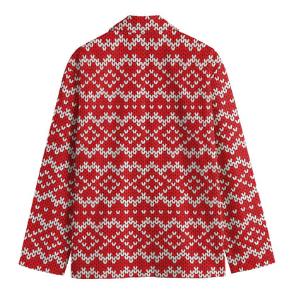 Geometric Knitted Pattern Print Men's Blazer