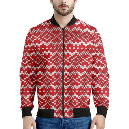 Geometric Knitted Pattern Print Men's Bomber Jacket