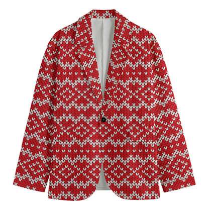 Geometric Knitted Pattern Print Men's Cotton Blazer