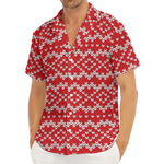Geometric Knitted Pattern Print Men's Deep V-Neck Shirt