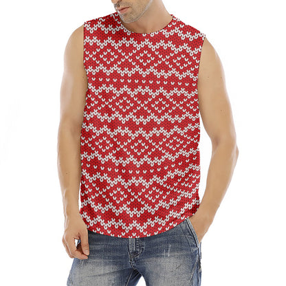 Geometric Knitted Pattern Print Men's Fitness Tank Top