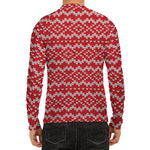 Geometric Knitted Pattern Print Men's Long Sleeve Rash Guard