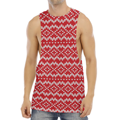 Geometric Knitted Pattern Print Men's Muscle Tank Top