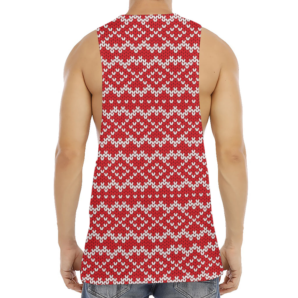 Geometric Knitted Pattern Print Men's Muscle Tank Top
