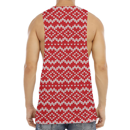Geometric Knitted Pattern Print Men's Muscle Tank Top
