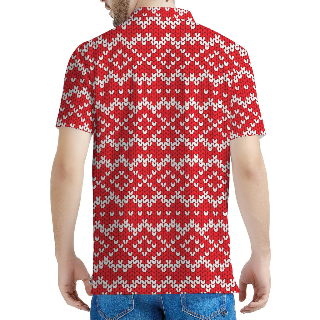 Geometric Knitted Pattern Print Men's Polo Shirt
