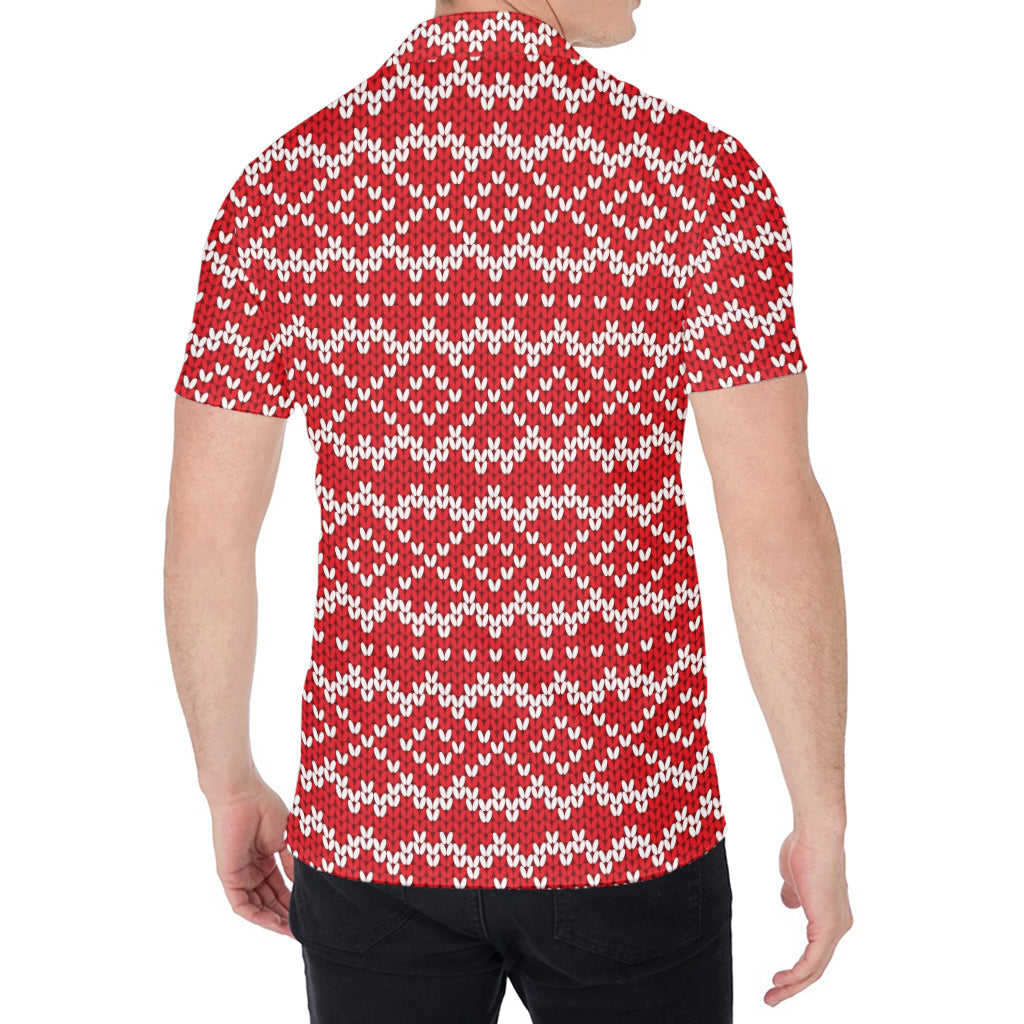 Geometric Knitted Pattern Print Men's Shirt