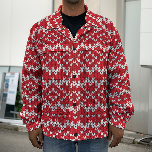 Geometric Knitted Pattern Print Men's Shirt Jacket