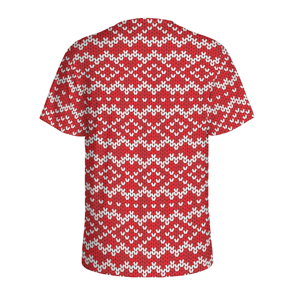 Geometric Knitted Pattern Print Men's Sports T-Shirt