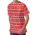Geometric Knitted Pattern Print Men's Velvet T-Shirt