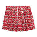 Geometric Knitted Pattern Print Mesh Shorts