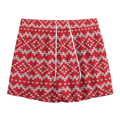 Geometric Knitted Pattern Print Mesh Shorts