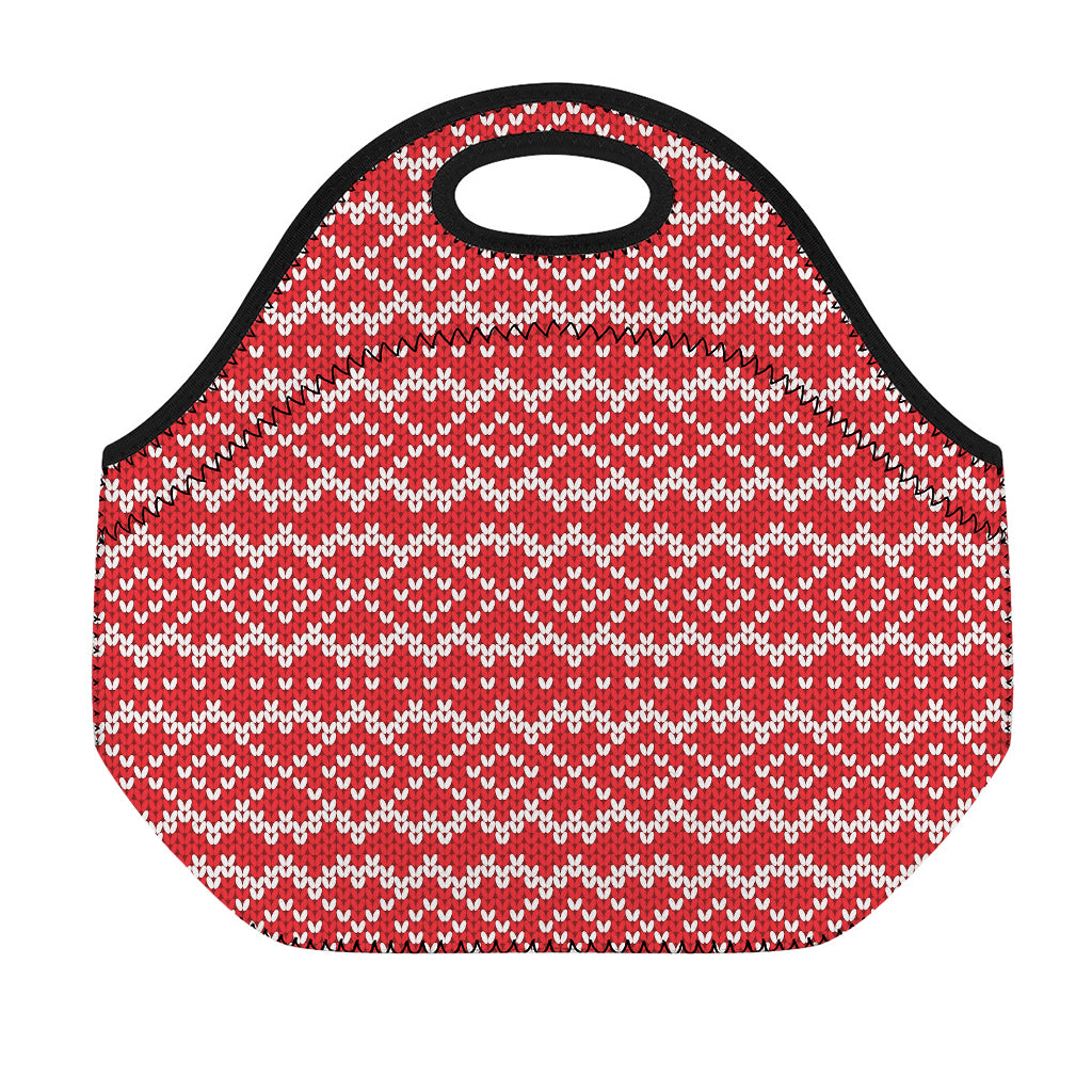 Geometric Knitted Pattern Print Neoprene Lunch Bag
