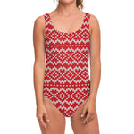 Geometric Knitted Pattern Print One Piece Swimsuit