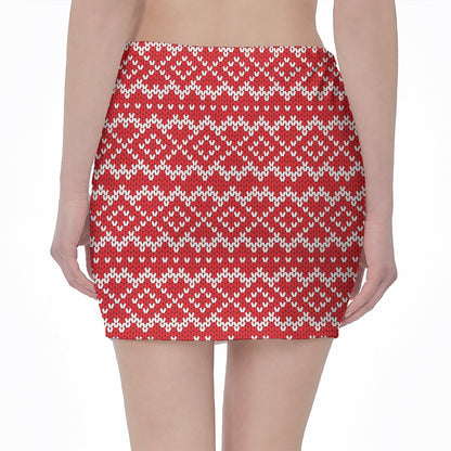 Geometric Knitted Pattern Print Pencil Mini Skirt