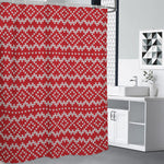Geometric Knitted Pattern Print Premium Shower Curtain