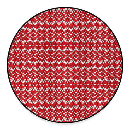 Geometric Knitted Pattern Print Round Floor Mat