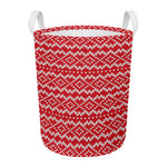 Geometric Knitted Pattern Print Round Laundry Basket