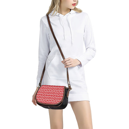 Geometric Knitted Pattern Print Saddle Bag