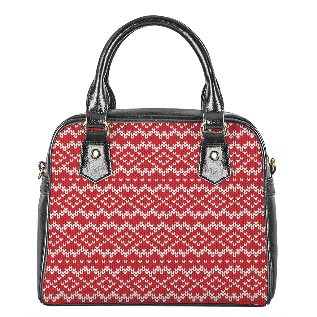 Geometric Knitted Pattern Print Shoulder Handbag