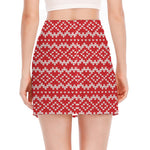 Geometric Knitted Pattern Print Side Slit Mini Skirt