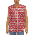 Geometric Knitted Pattern Print Sleeveless Baseball Jersey