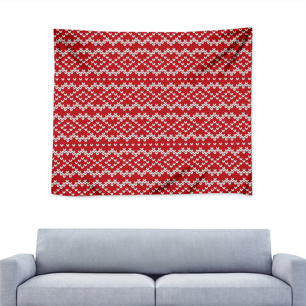 Geometric Knitted Pattern Print Tapestry