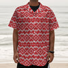 Geometric Knitted Pattern Print Textured Short Sleeve Shirt