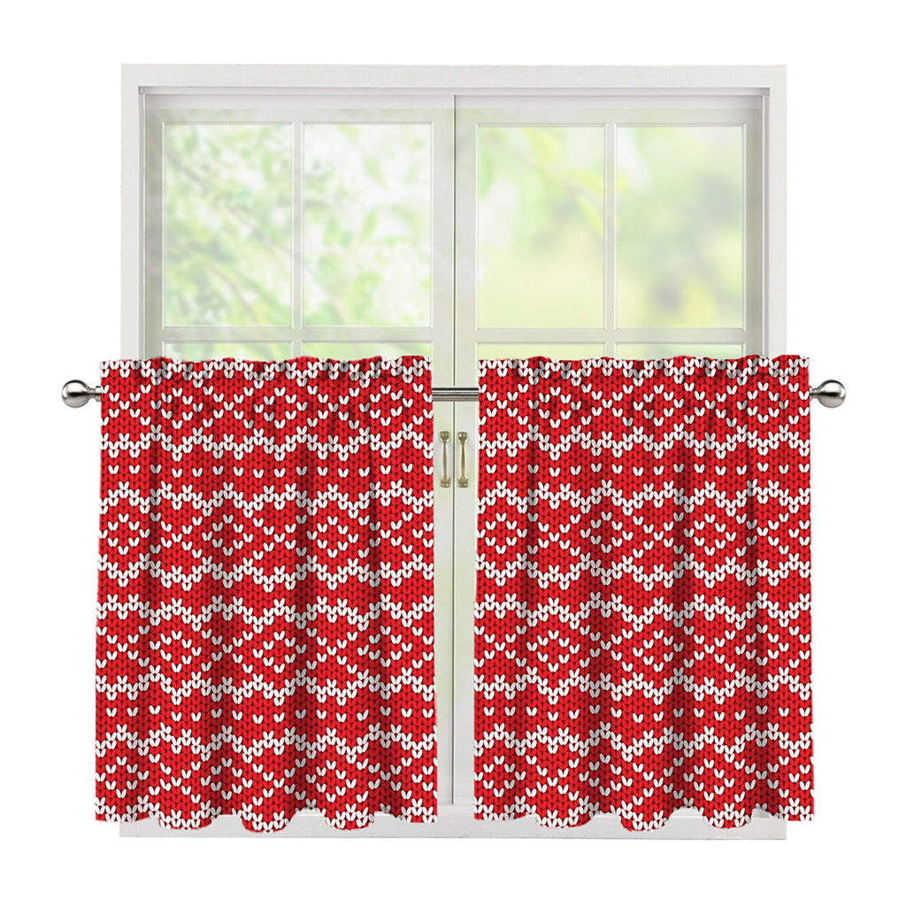 Geometric Knitted Pattern Print Tier Curtains